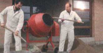 Mixing of concrete with sand, cement and water. (Source: Chemistry for Elementary School, SPN Bratislava,1995 )